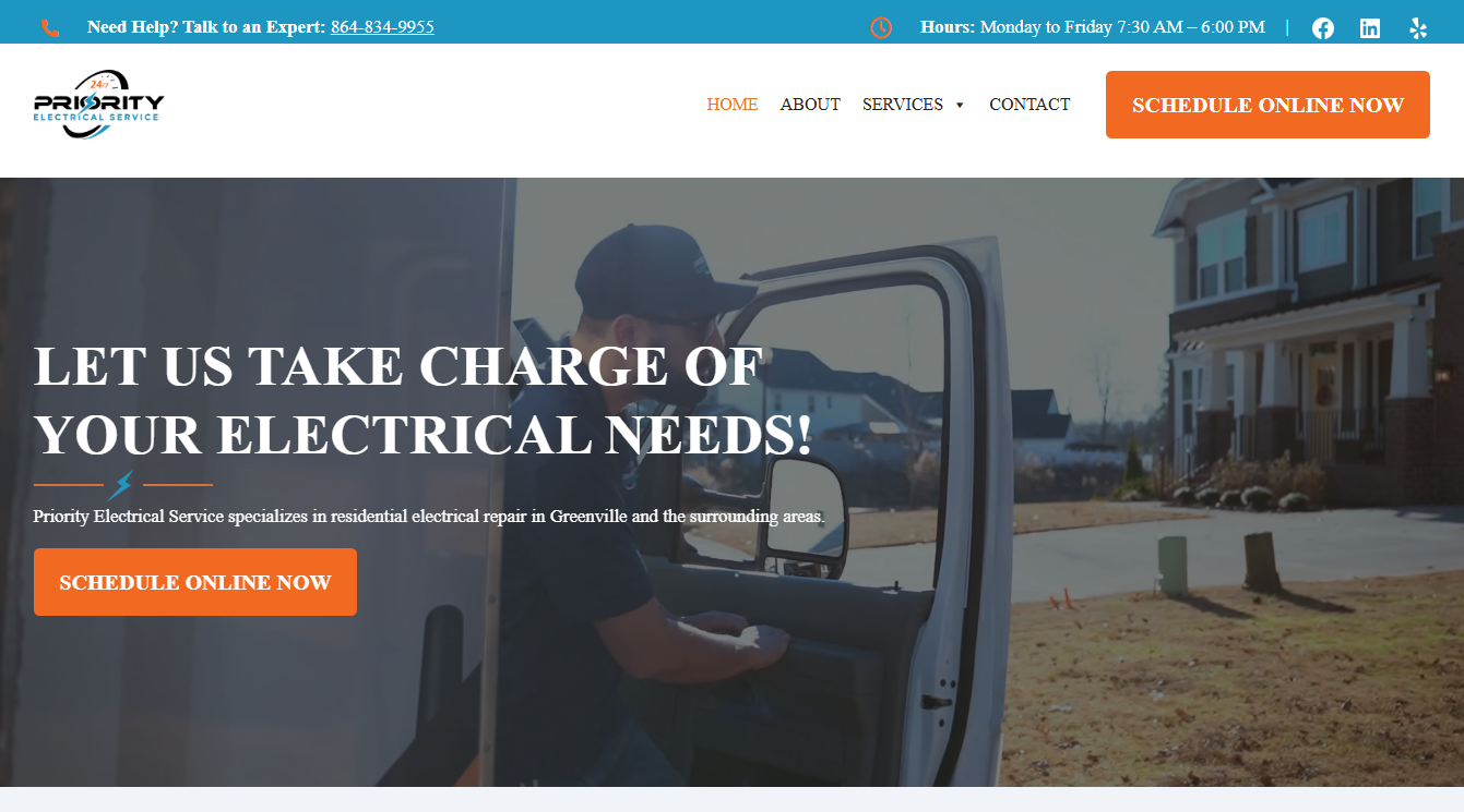 Screenshot of Priority Electrical Service