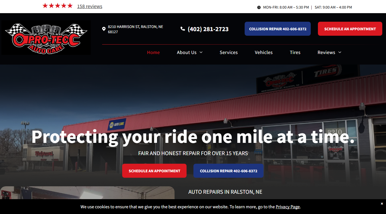 Website screenshot for ​PRO-TEC AUTO CARE