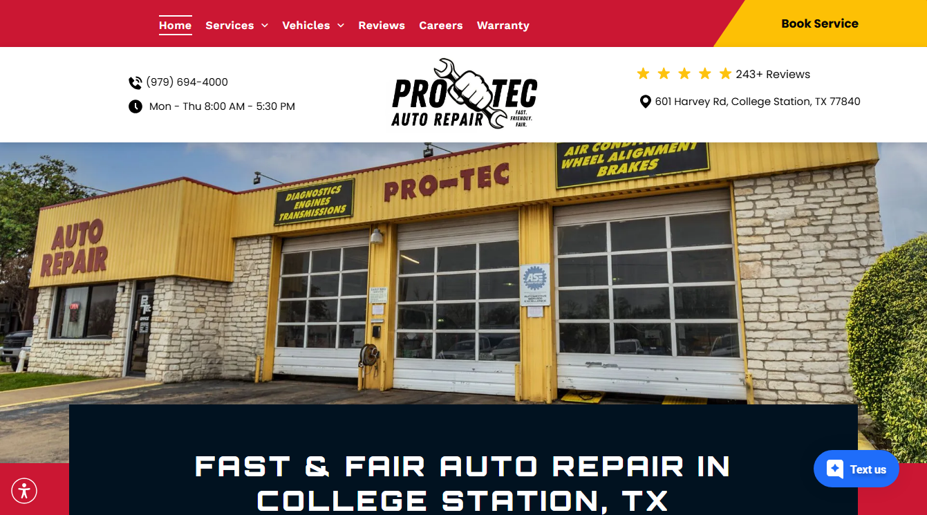 Screenshot of Pro-Tec Repair