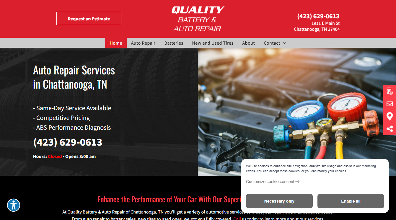 Screenshot of Quality Auto & Battery