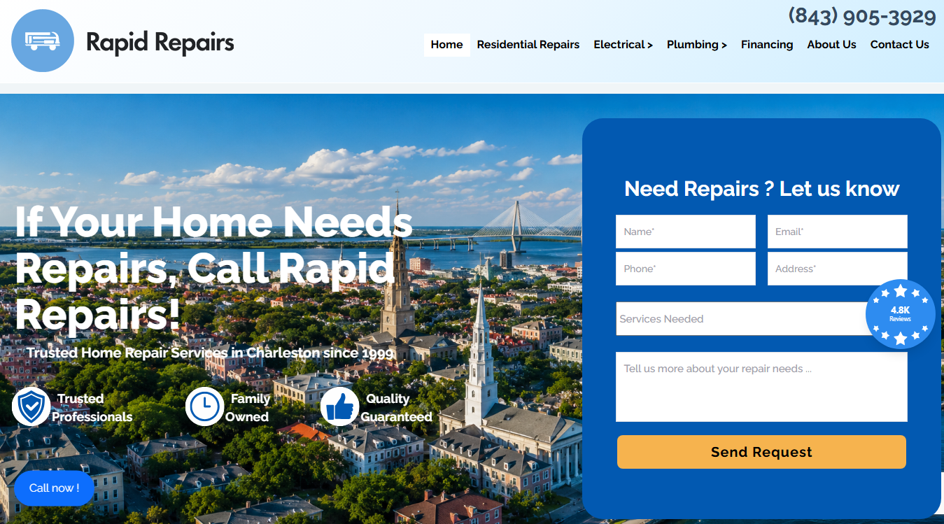 Website screenshot for Rapid Repairs