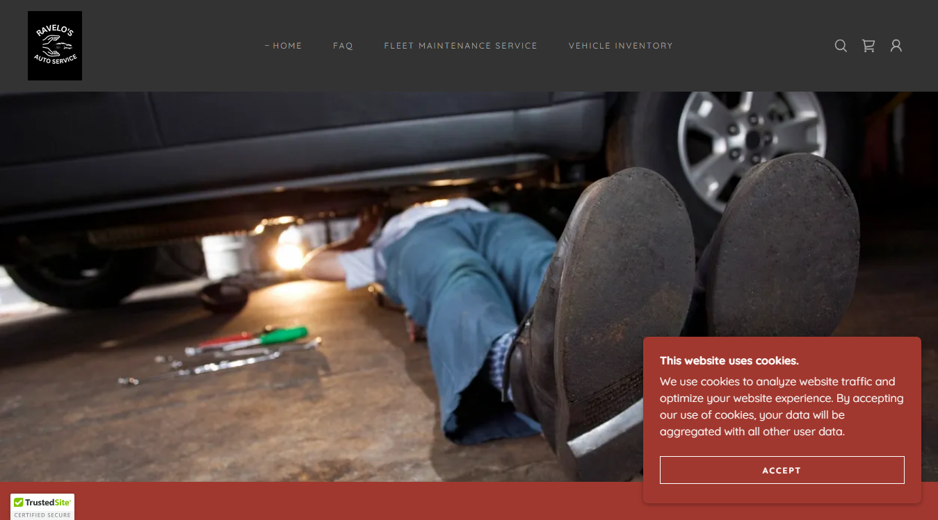 Website screenshot for Ravelo's Auto Sales & Repair