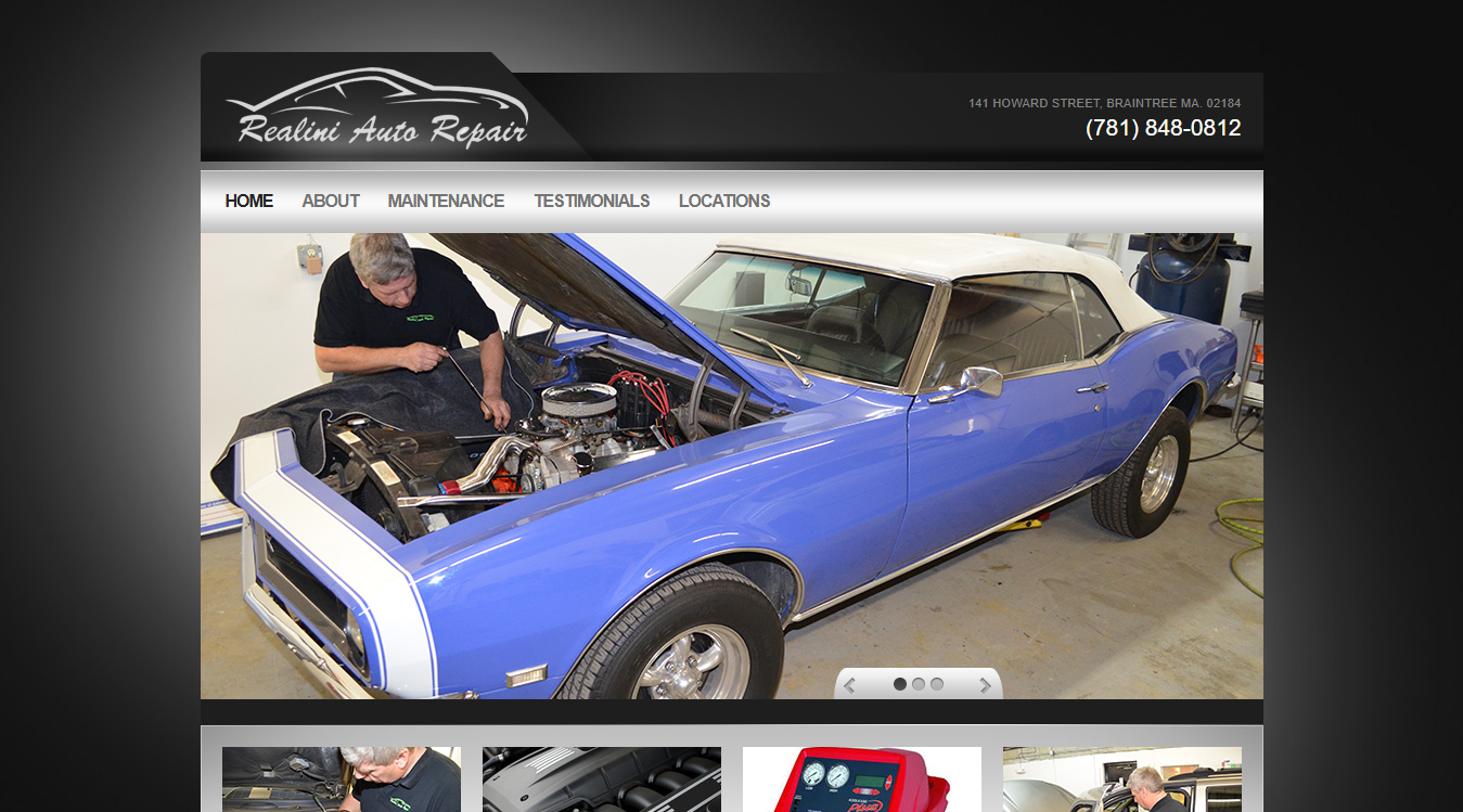 Website screenshot for Realini Auto Repair