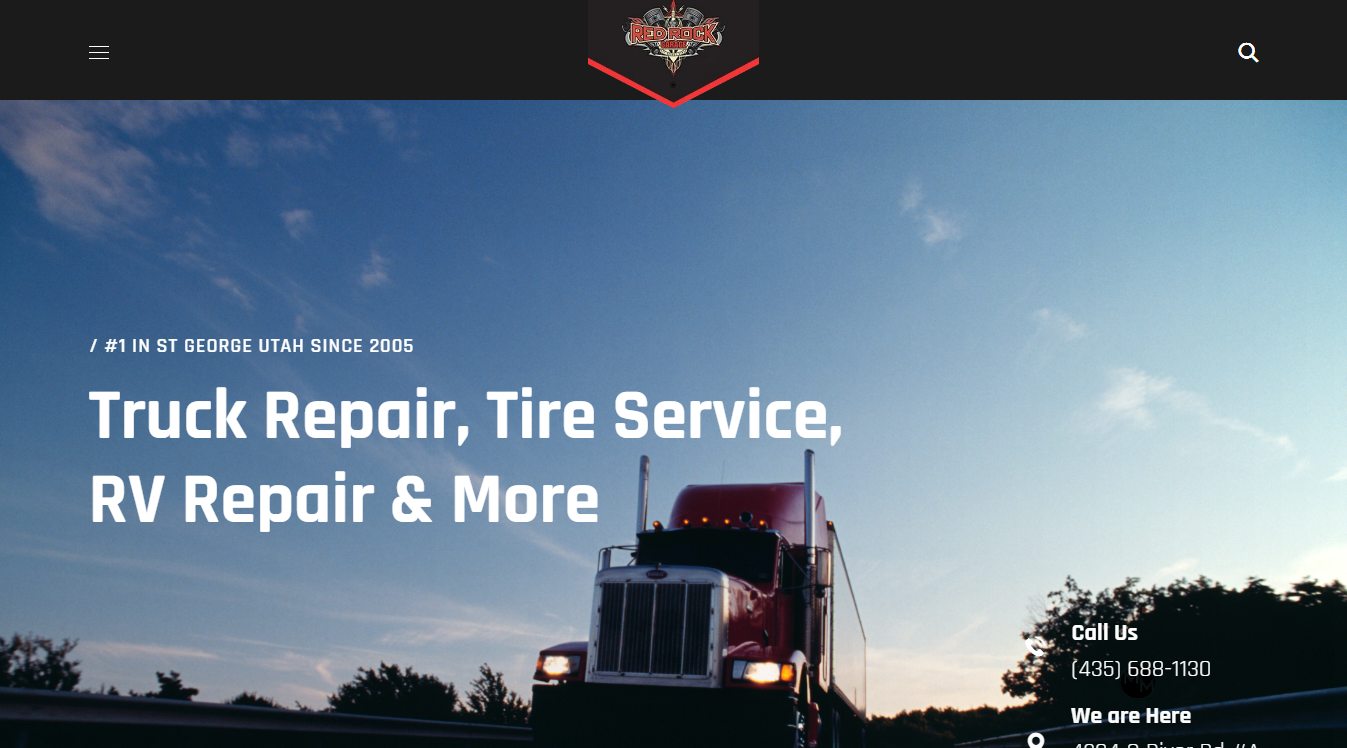 Website screenshot for Red Rock Garage
