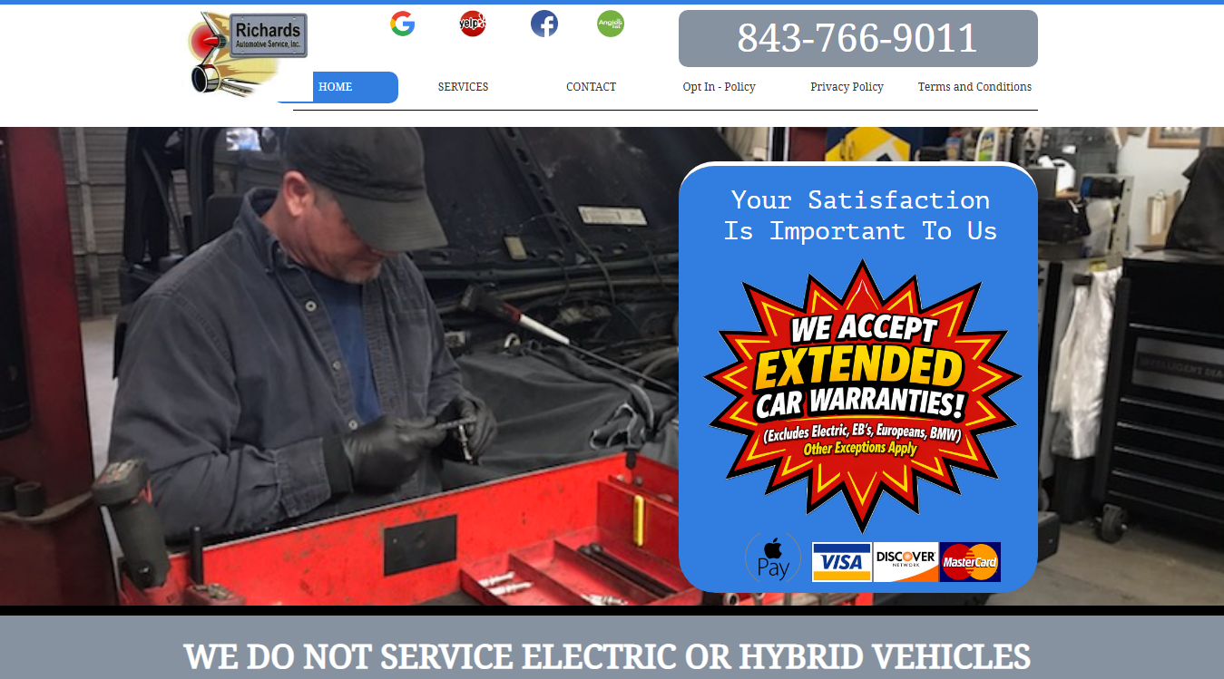 Website screenshot for Richard's Automotive Repair