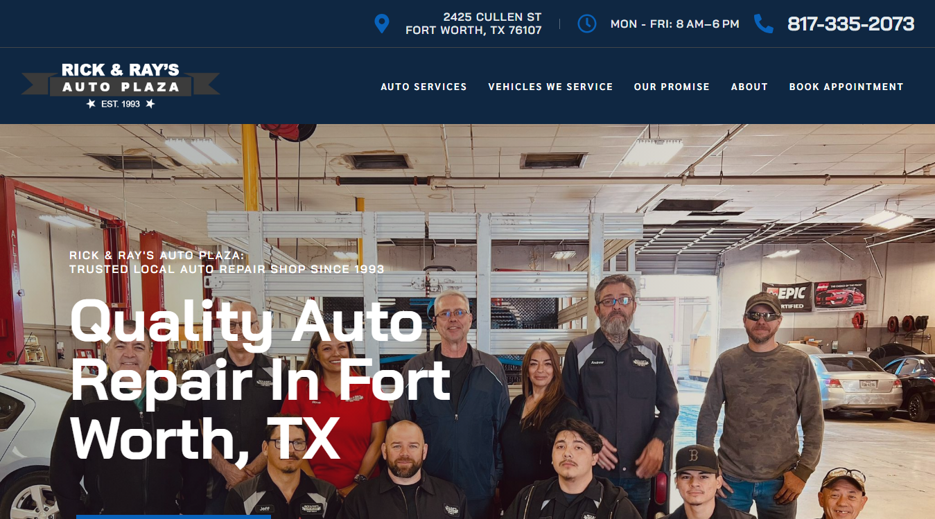Website screenshot for Rick & Ray's Auto Plaza