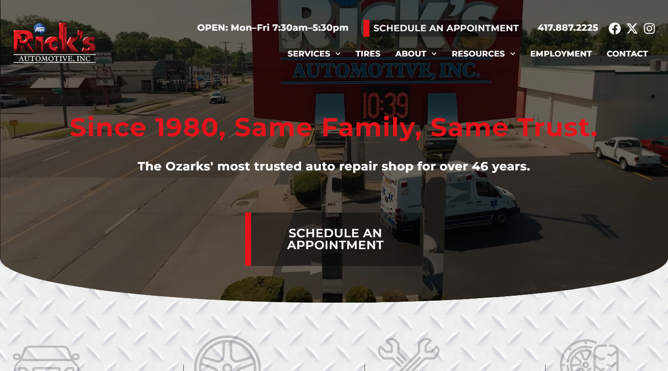 Screenshot of Rick's Automotive, Inc