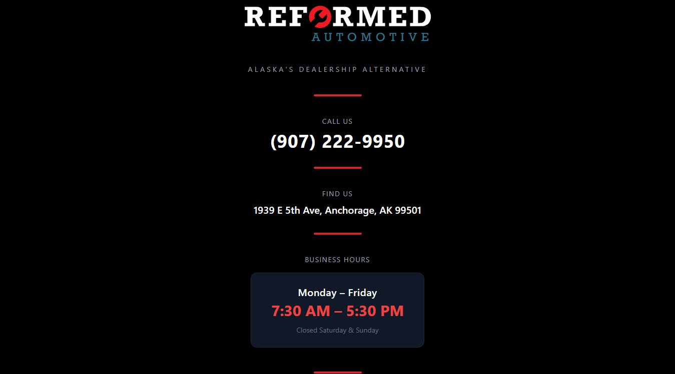 Website screenshot for Right Choice Automotive Repair