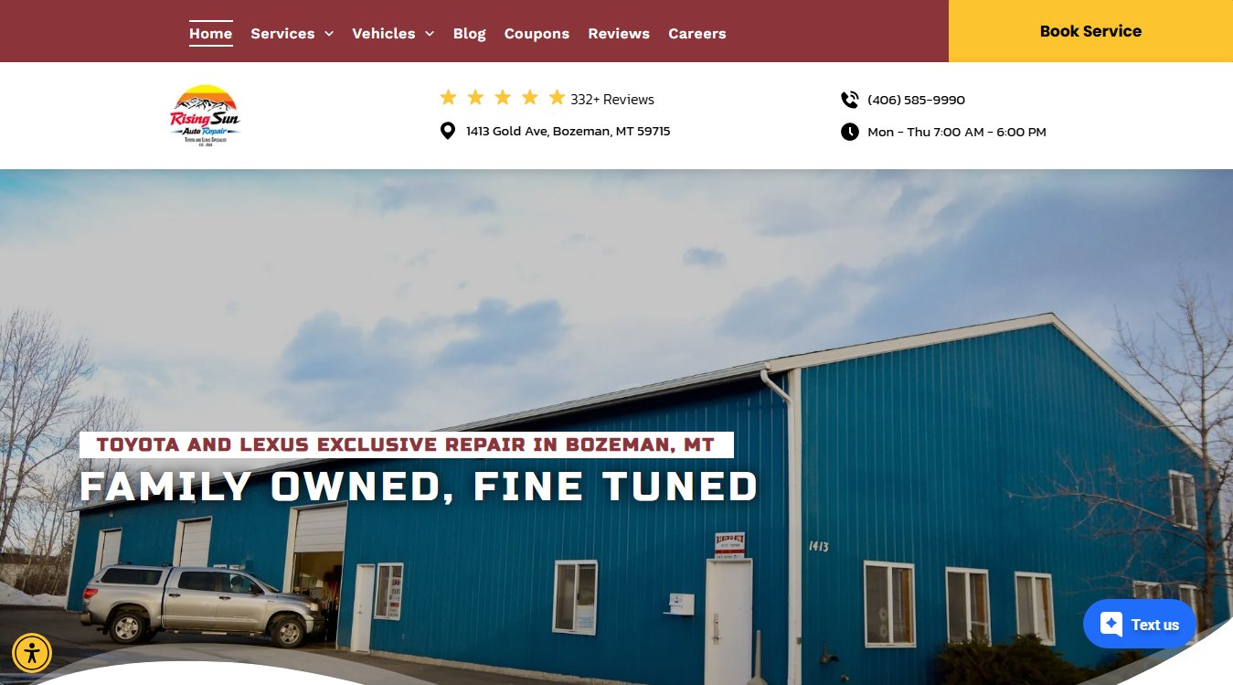 Screenshot of Rising Sun Auto Repair