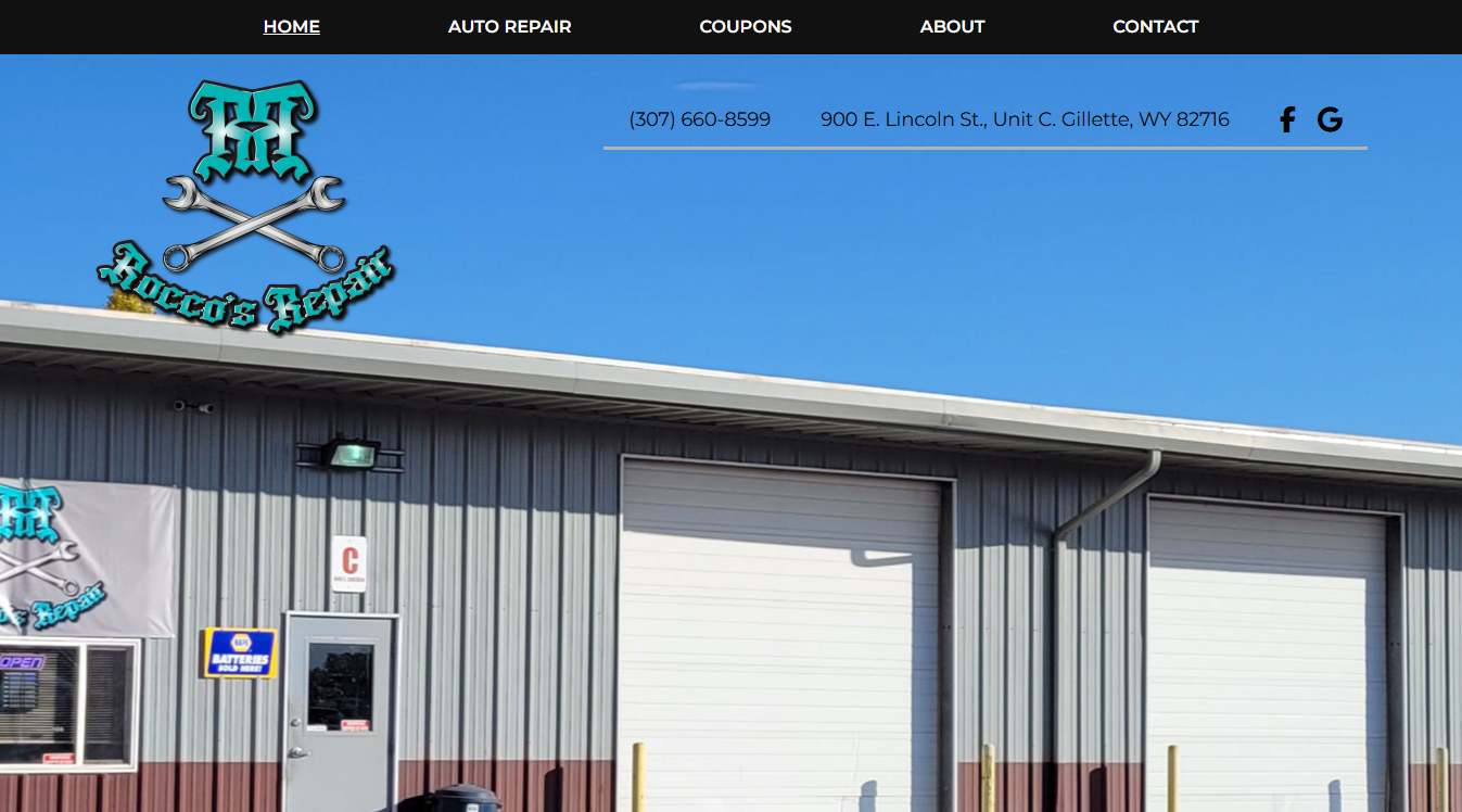 Website screenshot for Rocco's Repair