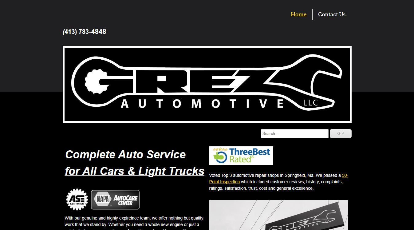 Website screenshot for Rochester Auto Service