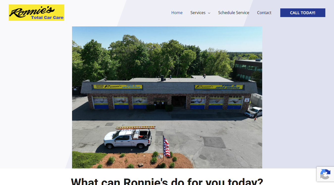 Website screenshot for Ronnie's Total Car Care
