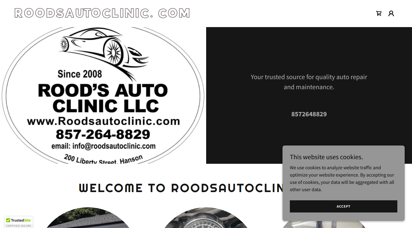 Website screenshot for Rood'sAutoClinic