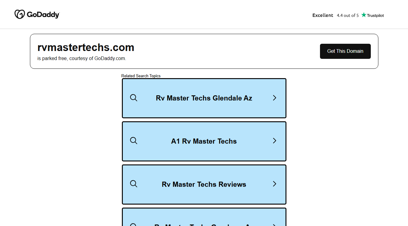 Website screenshot for RV Master Techs