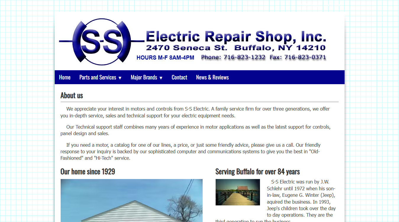 Website screenshot for S S Electric Repair Shop Inc