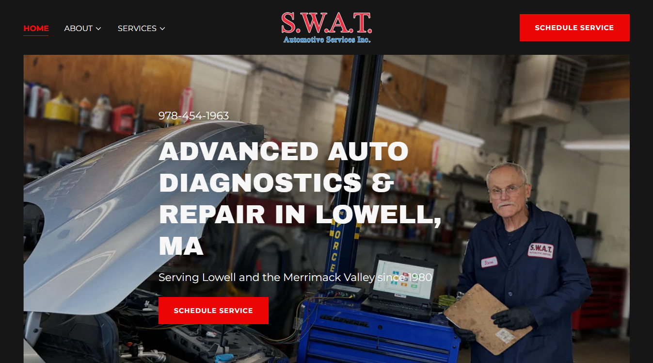 Website screenshot for S.W.A.T. Automotive Services Inc