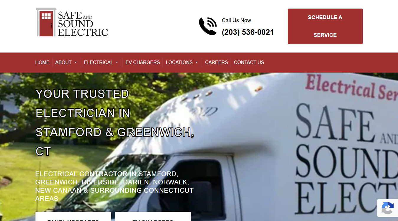 Website screenshot for Safe and Sound Electric