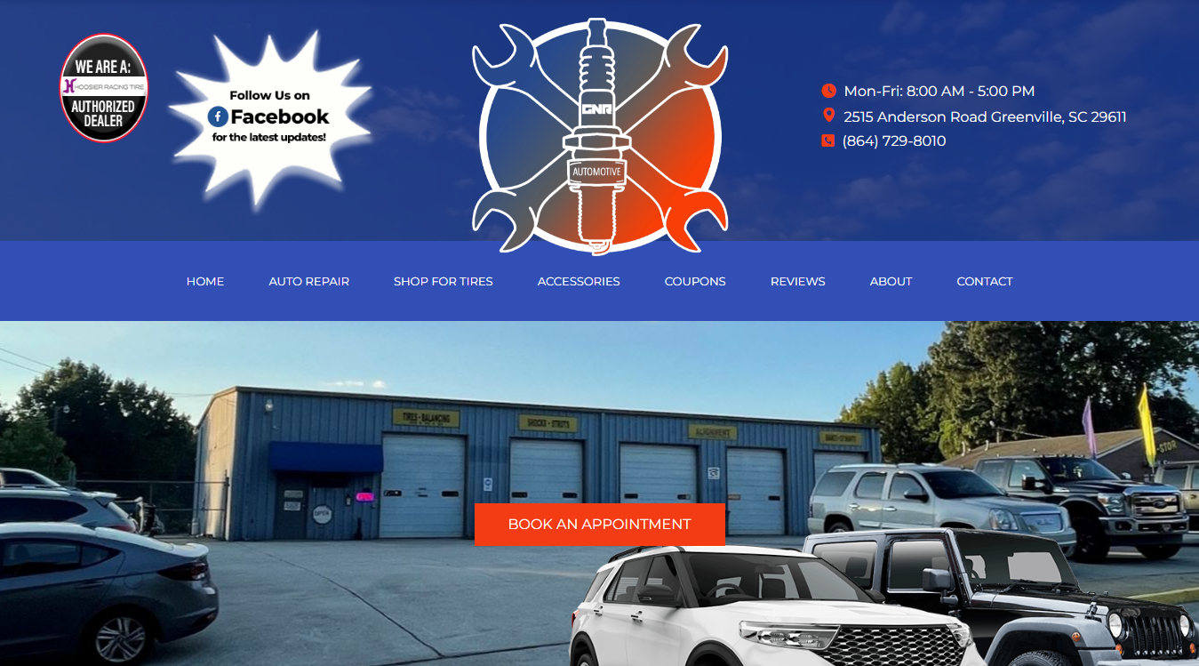Website screenshot for Sam's Hybrid Auto Repair