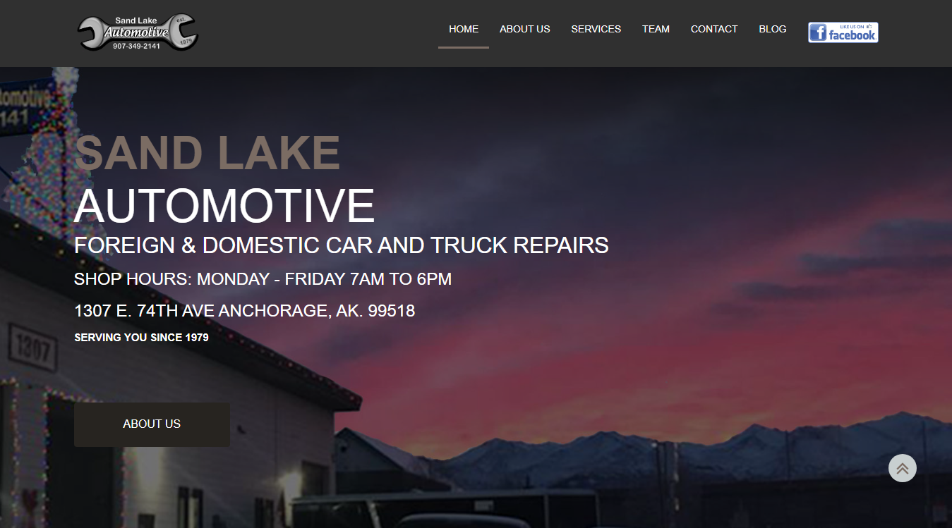 Website screenshot for Sand Lake Automotive
