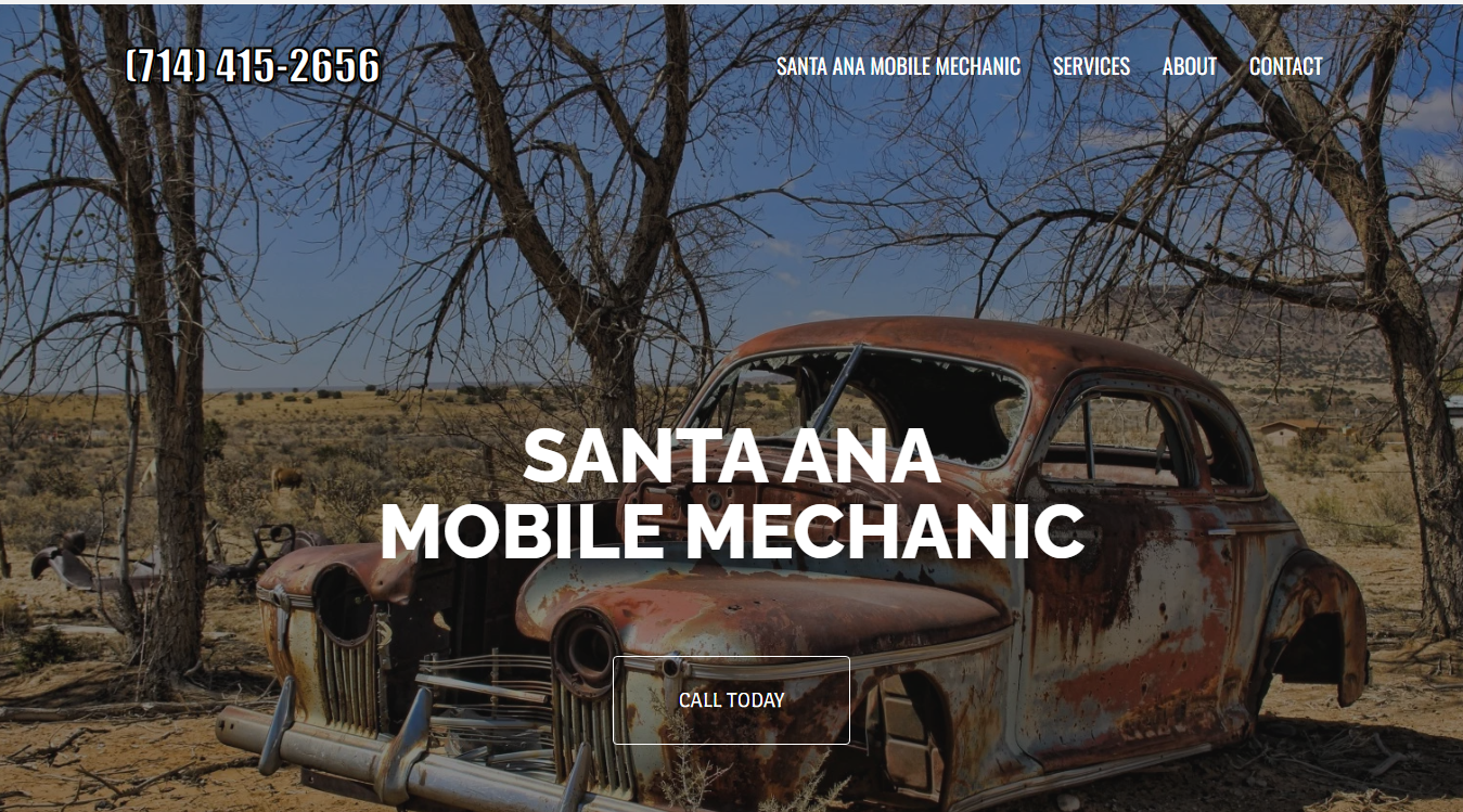 Website screenshot for Santa Ana Mobile Mechanic
