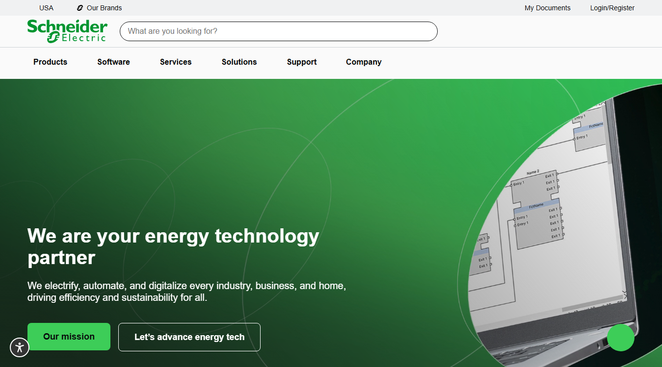 Website screenshot for Schneider Electric