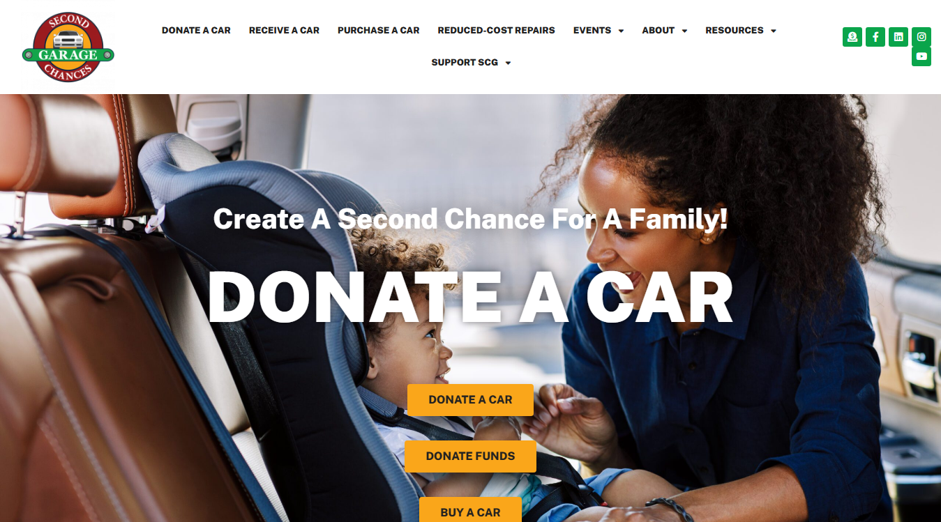 Website screenshot for Second Chances Garage