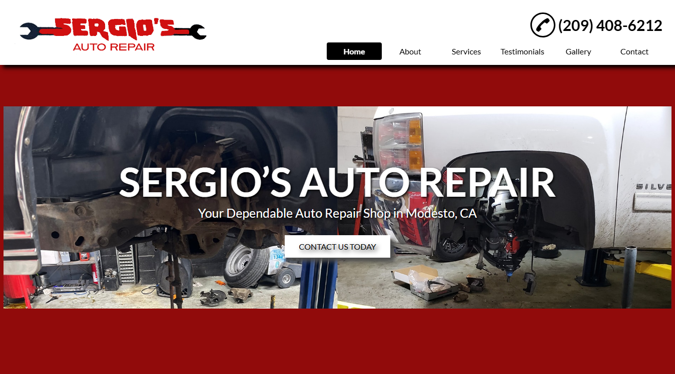 Website screenshot for Sergio’s Auto Repair