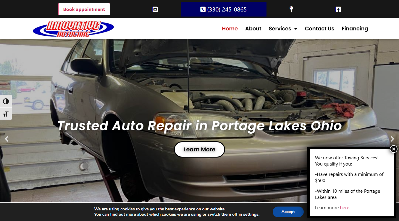Website screenshot for servicios eléctricos exclusivos