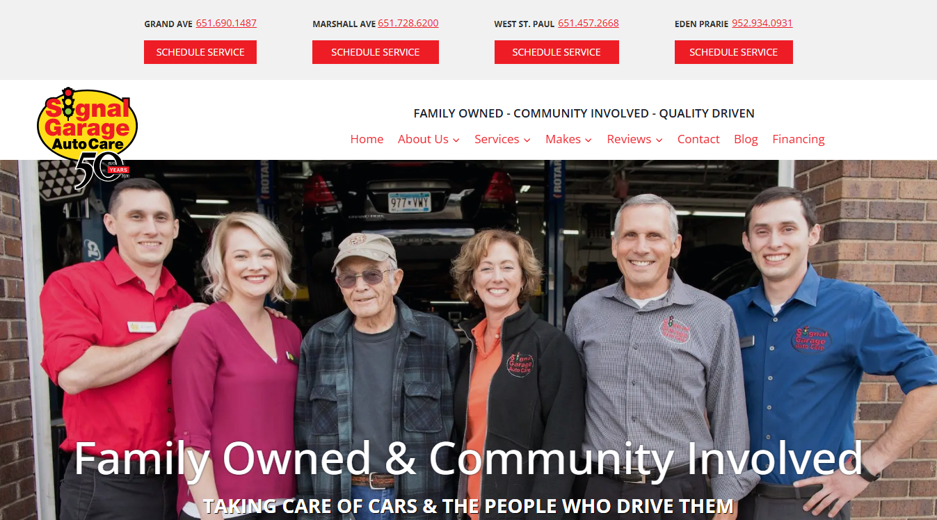Website screenshot for Signal Garage Auto Care