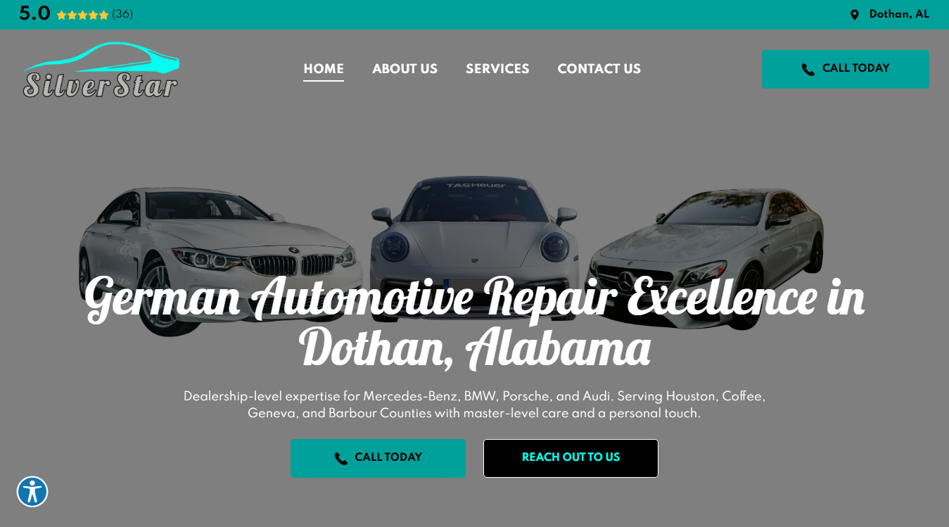 Website screenshot for Silver Star Automotive