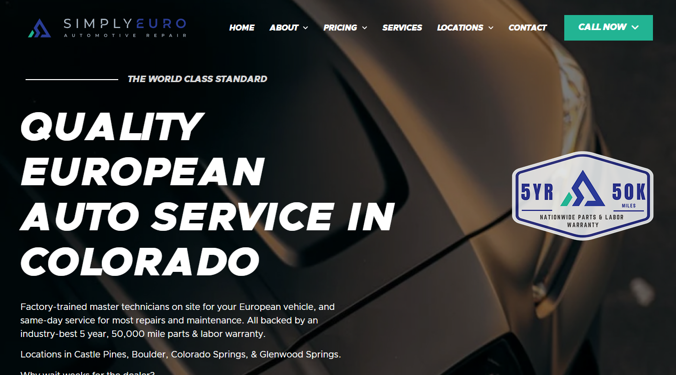 Website screenshot for SimplyEuro – Boulder