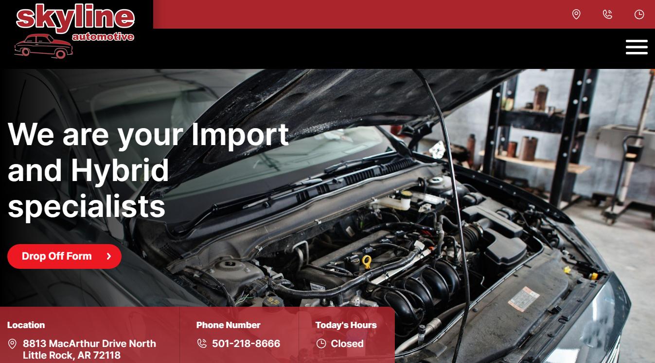 Website screenshot for Skyline Automotive