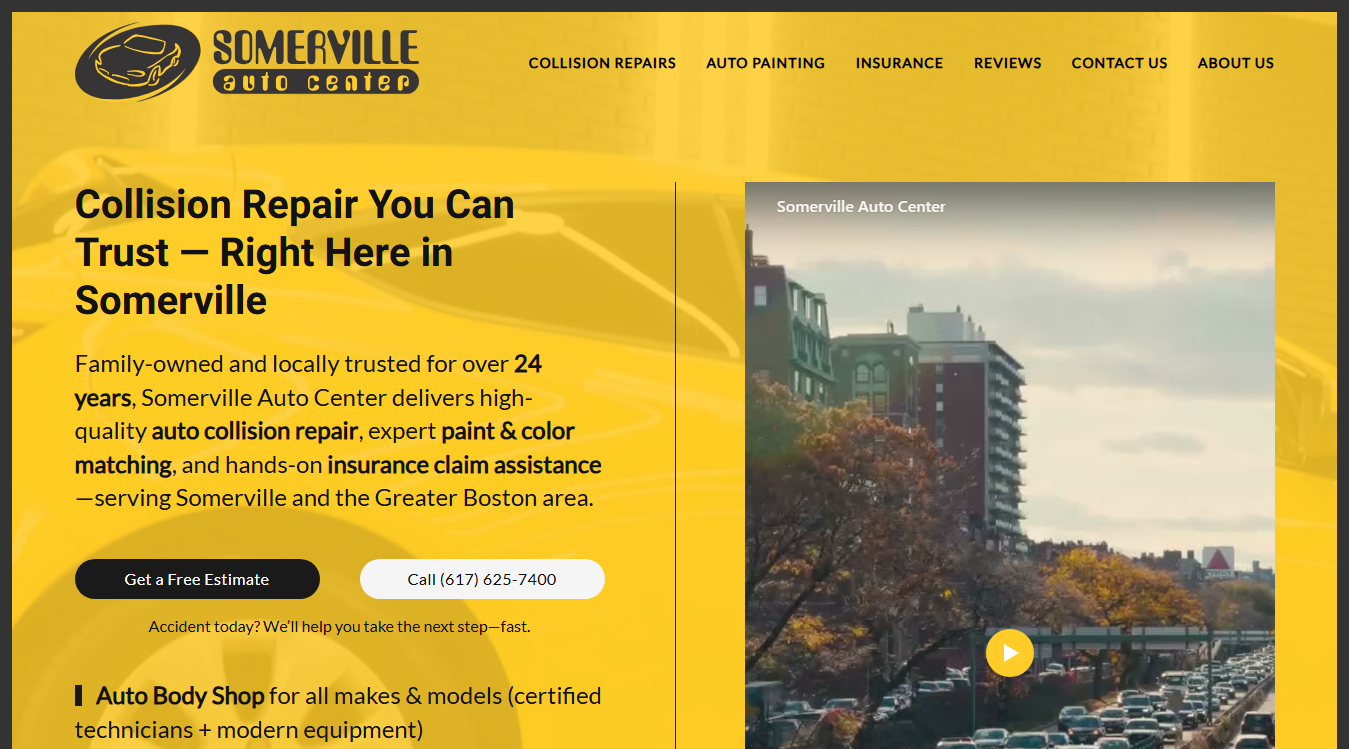 Website screenshot for Somerville Auto Center