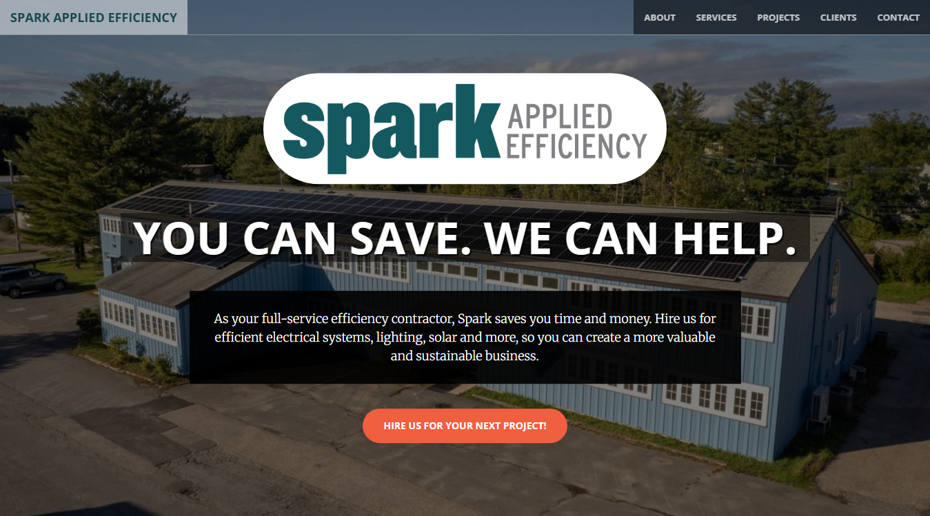 Website screenshot for Spark Applied Efficiency