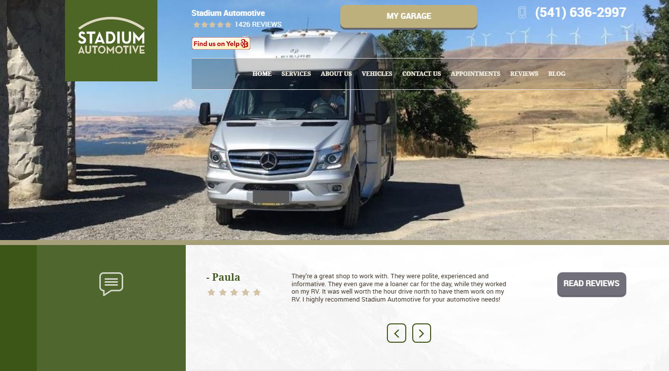 Website screenshot for Stadium Automotive