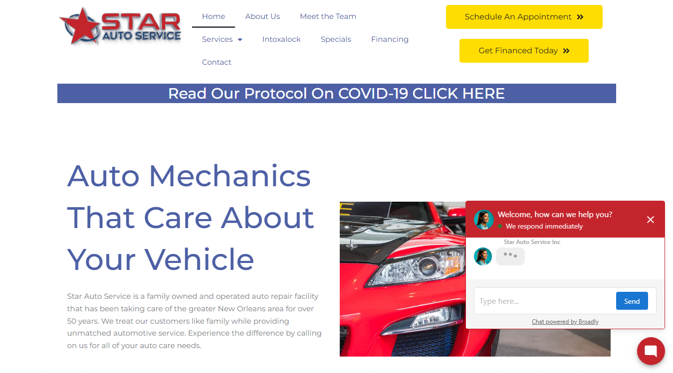 Website screenshot for Star Auto Inc.