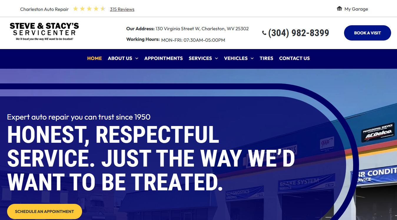 Screenshot of Steve & Stacy's Servicenter