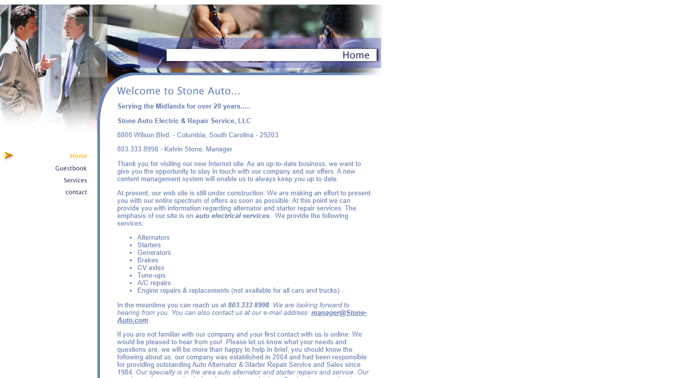 Website screenshot for Stone Auto Electrical & Repair Services