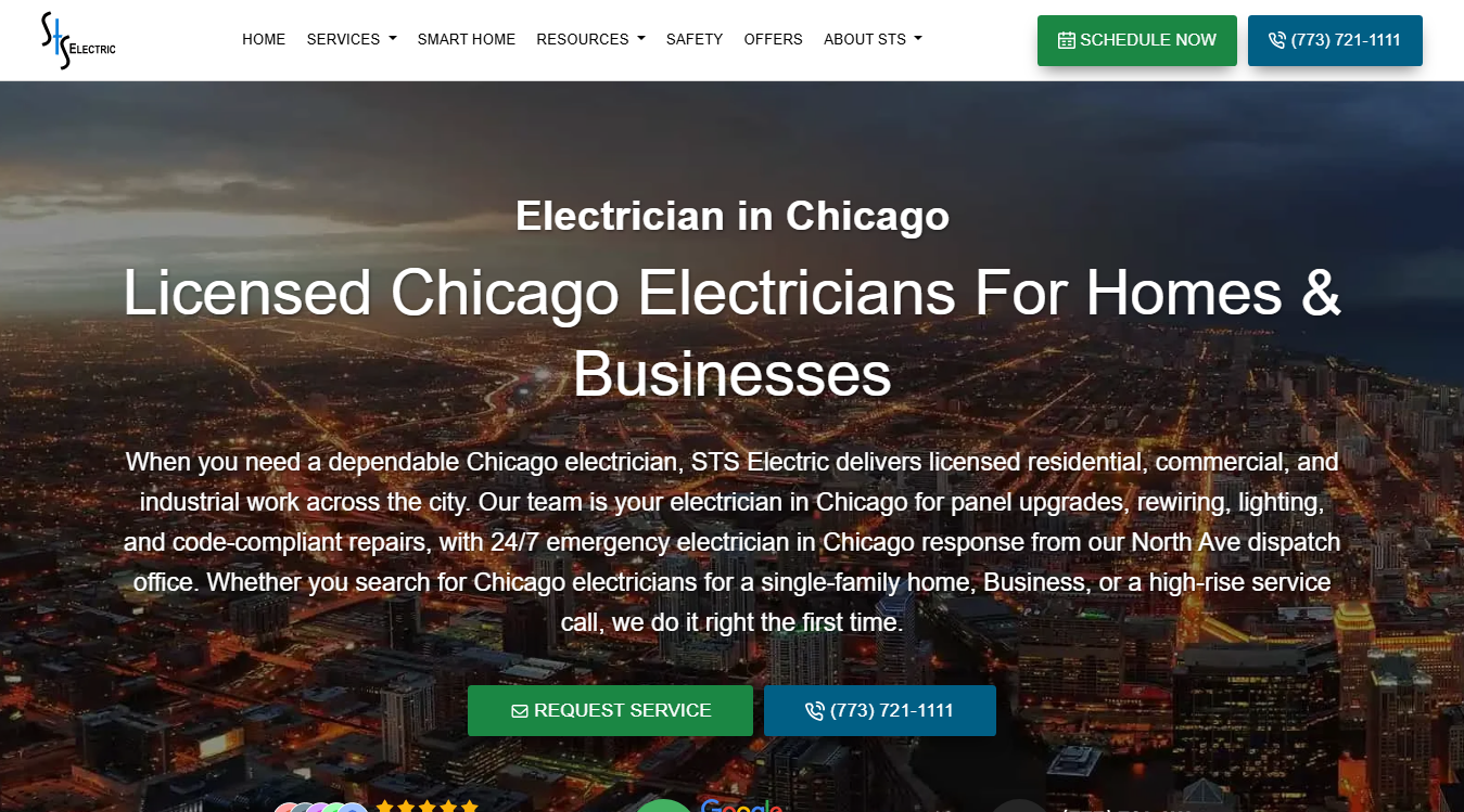Website screenshot for STS Electric