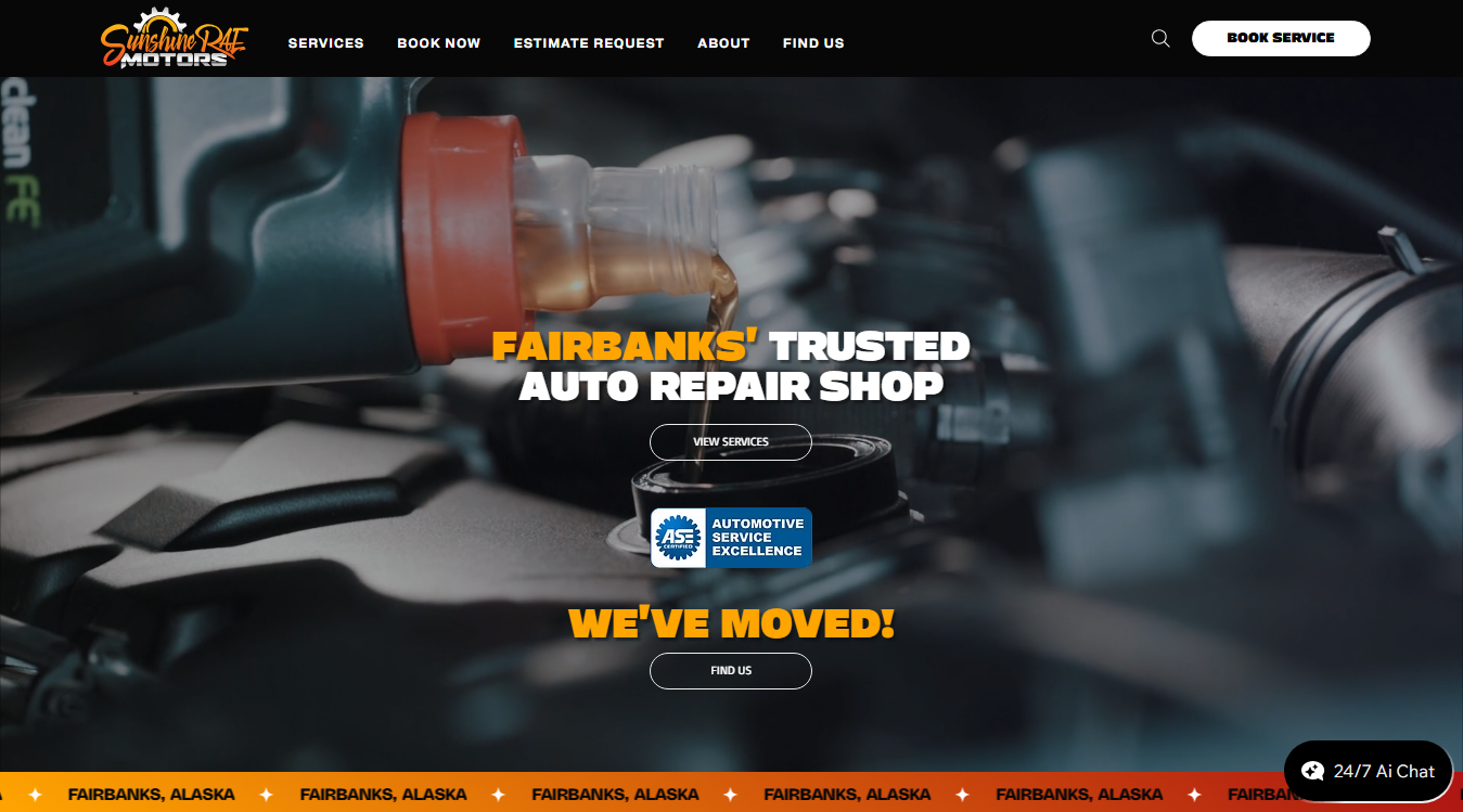 Website screenshot for Sunshine Rae Motors