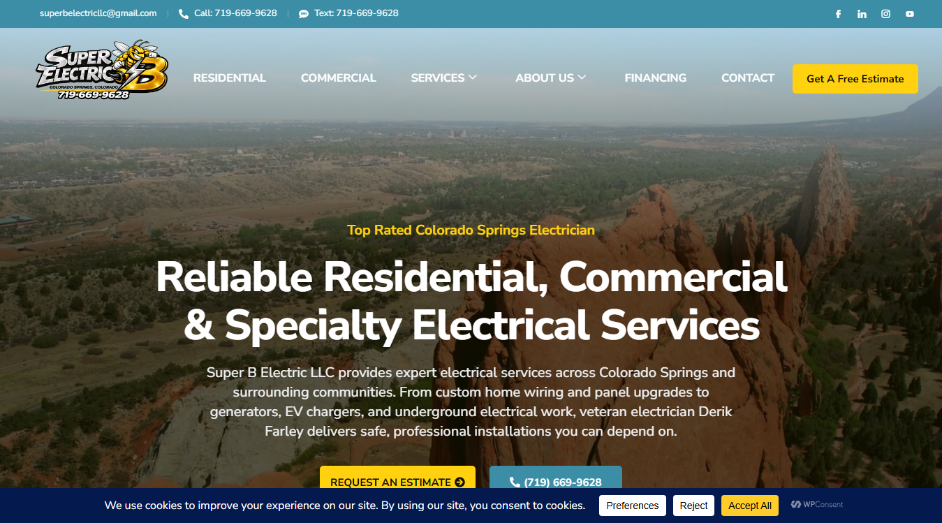Website screenshot for Super B Electric LLC