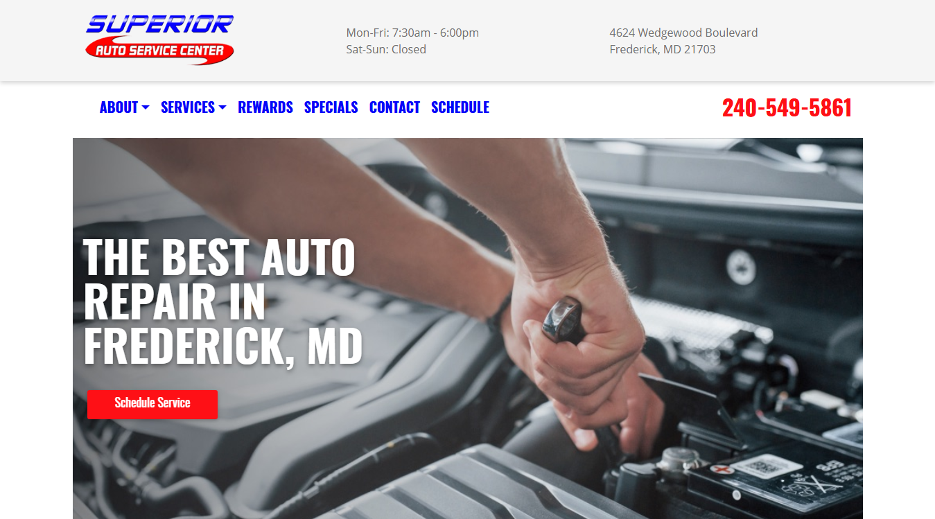 Website screenshot for Superior Auto Service Center