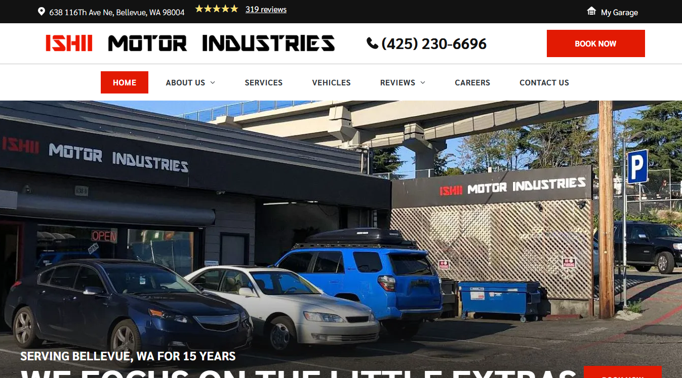 Website screenshot for T.J. Auto Repairs