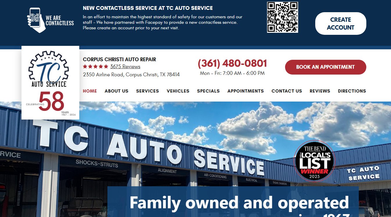 Website screenshot for TC Auto Service