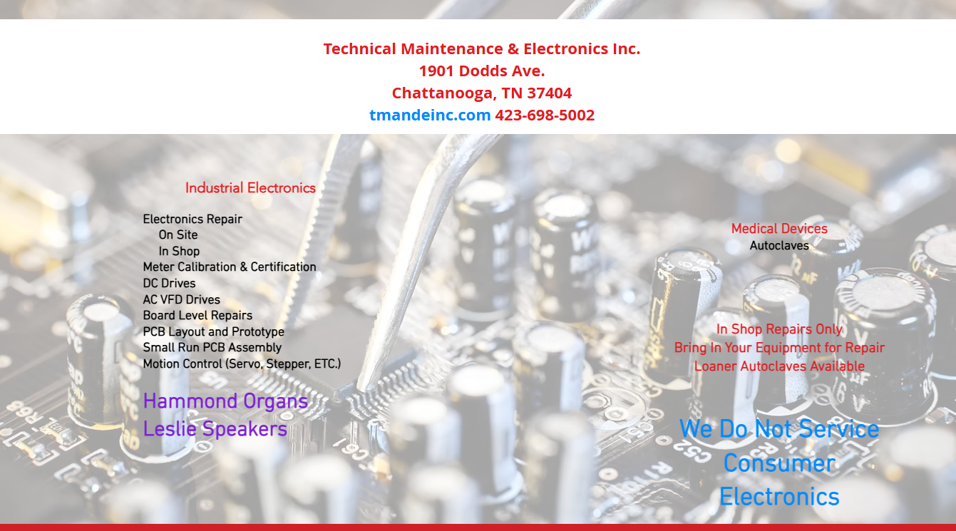 Screenshot of Technical Maintenance & Electronics Inc.