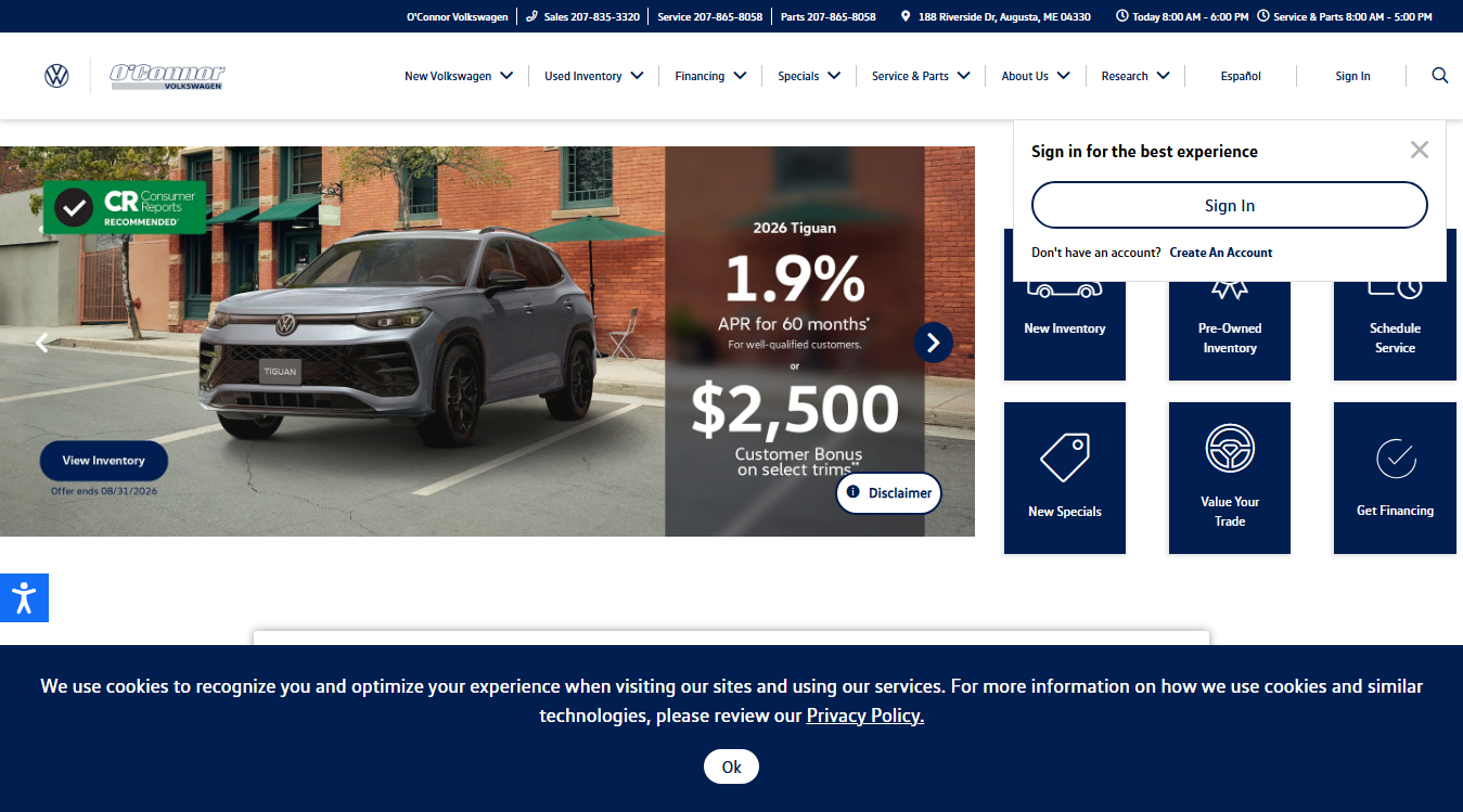 Website screenshot for Tenares Auto Repair