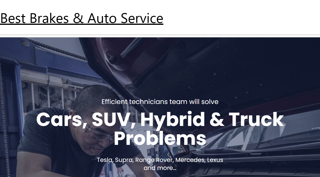 Website screenshot for TeVoert Auto Repair