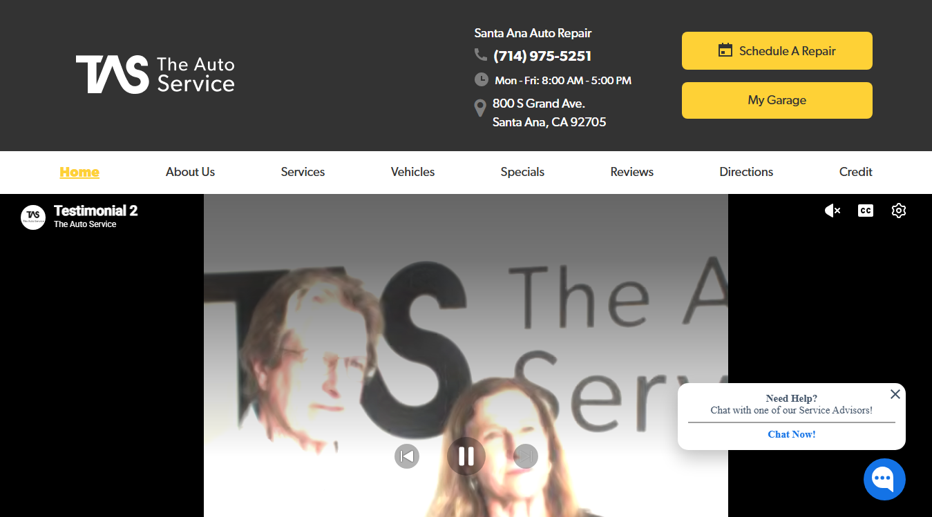 Website screenshot for The Auto Service