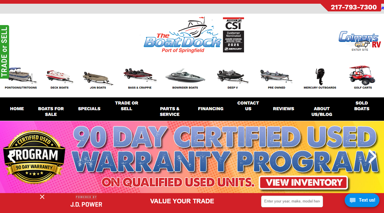 Website screenshot for The Boat Dock