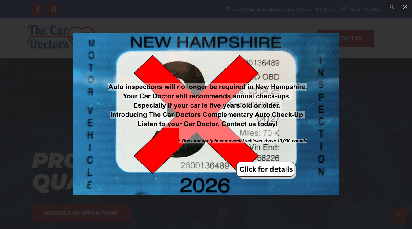 Website screenshot for The Car Doctors